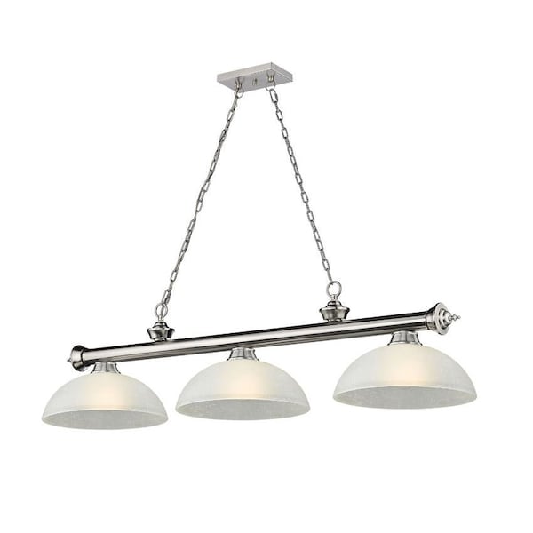 Z-Lite Cordon 3 Light Billiard, Brushed Nickel & White Linen 2306-3BN-DWL14 - main